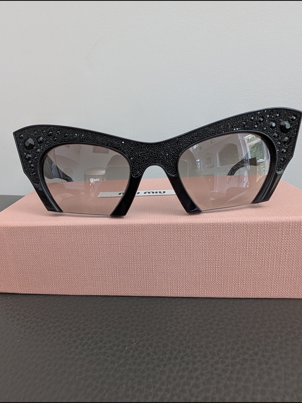 Miu Miu Black Crystal Cat-Eye Sunglasses